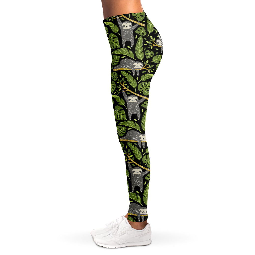 Tropical Sloth Pattern Print Women's Leggings