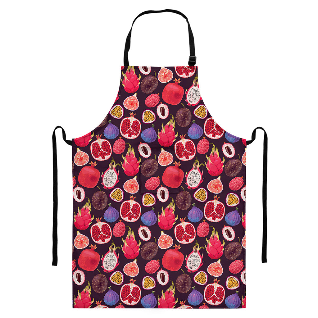 Tropical Summer Fruits Pattern Print Bib Apron With Pocket