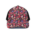 Tropical Summer Fruits Pattern Print Black Mesh Trucker Hat