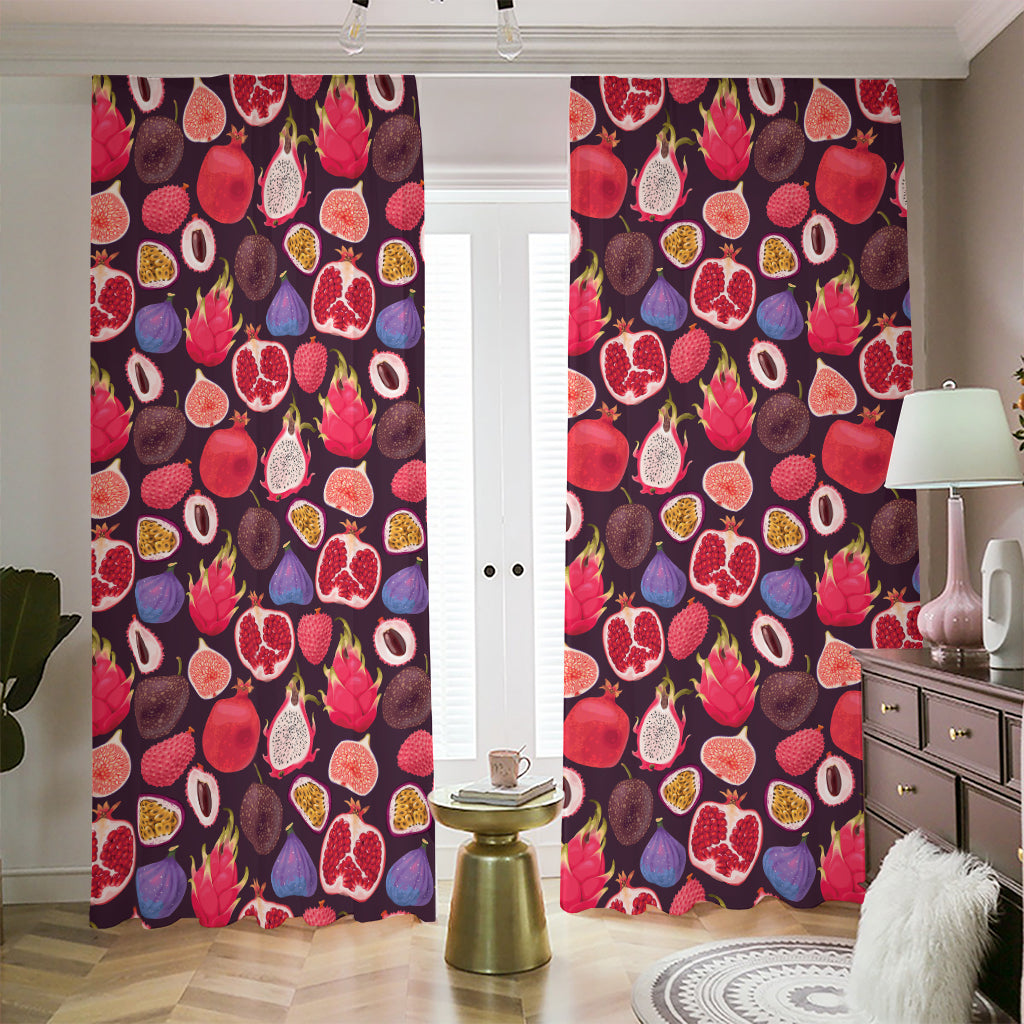 Tropical Summer Fruits Pattern Print Blackout Pencil Pleat Curtains
