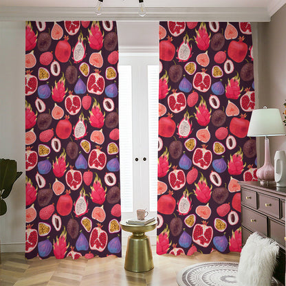 Tropical Summer Fruits Pattern Print Blackout Pencil Pleat Curtains