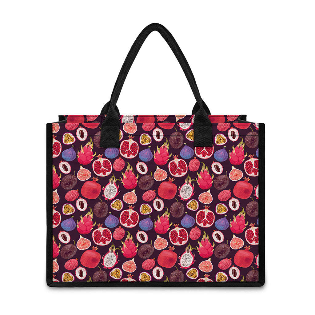 Tropical Summer Fruits Pattern Print Canvas Tote Bag