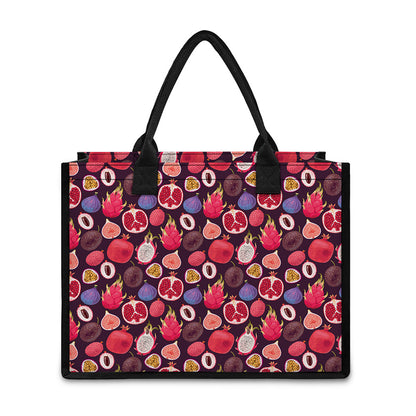 Tropical Summer Fruits Pattern Print Canvas Tote Bag