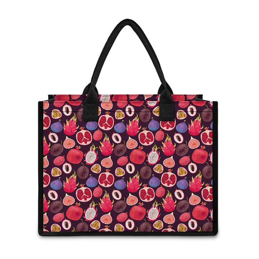 Tropical Summer Fruits Pattern Print Canvas Tote Bag