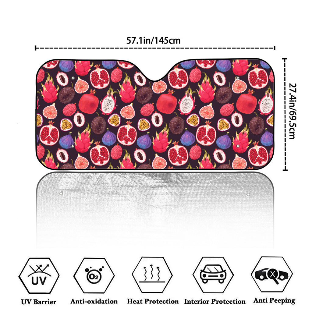 Tropical Summer Fruits Pattern Print Car Windshield Sun Shade