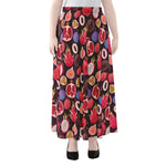 Tropical Summer Fruits Pattern Print Chiffon Maxi Skirt