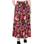 Tropical Summer Fruits Pattern Print Chiffon Maxi Skirt