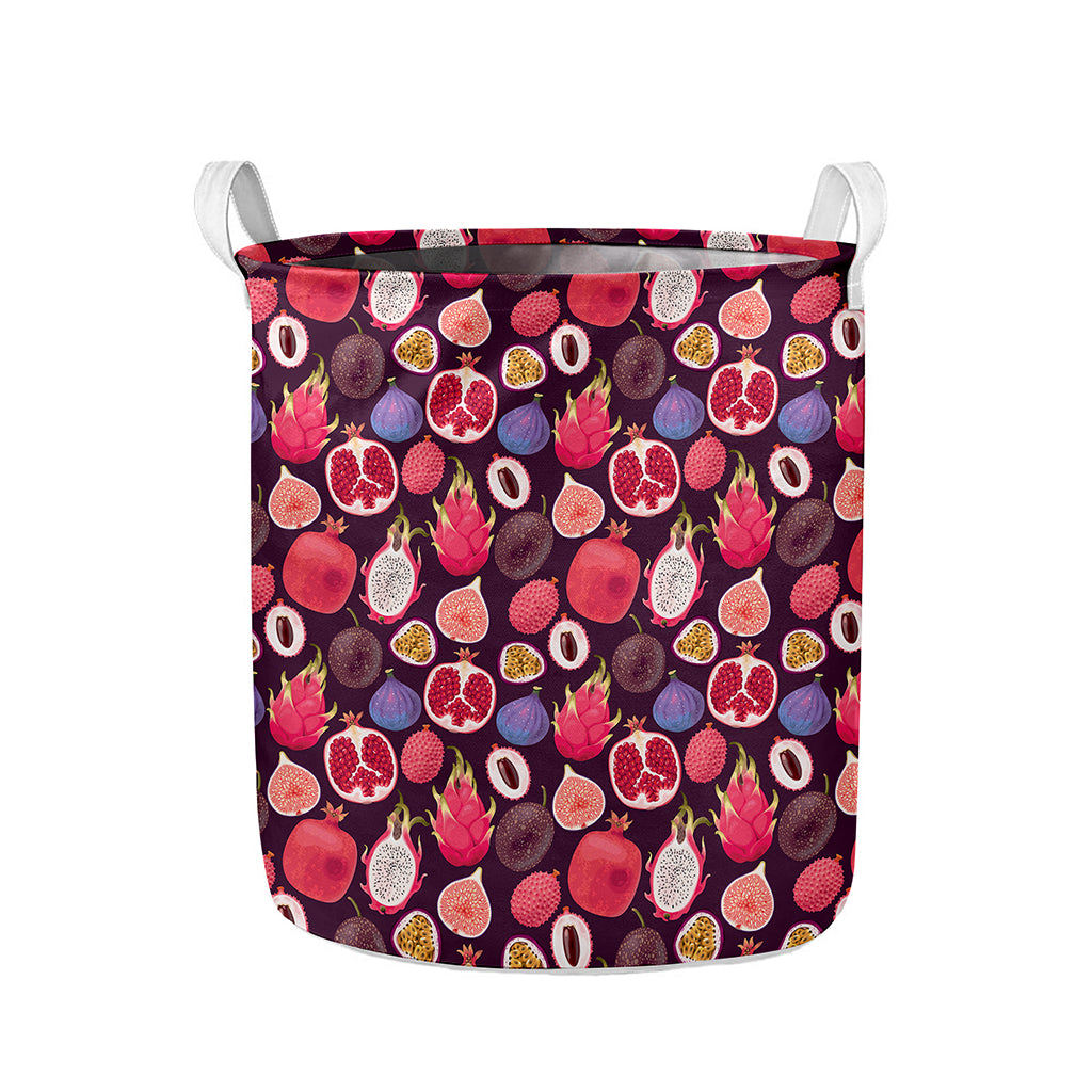 Tropical Summer Fruits Pattern Print Collapsible Laundry Basket