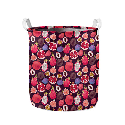 Tropical Summer Fruits Pattern Print Collapsible Laundry Basket