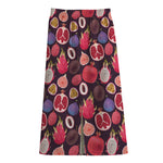 Tropical Summer Fruits Pattern Print Cotton Front Slit Maxi Skirt