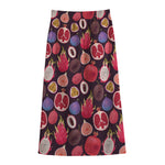 Tropical Summer Fruits Pattern Print Cotton Front Slit Maxi Skirt