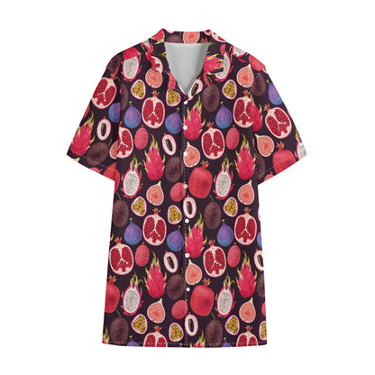 Tropical Summer Fruits Pattern Print Cotton Hawaiian Shirt