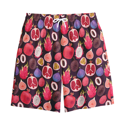 Tropical Summer Fruits Pattern Print Cotton Shorts