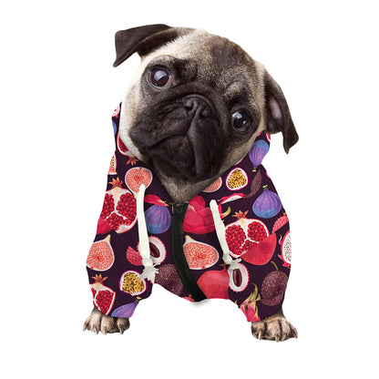 Tropical Summer Fruits Pattern Print Dog Zip Up Hoodie