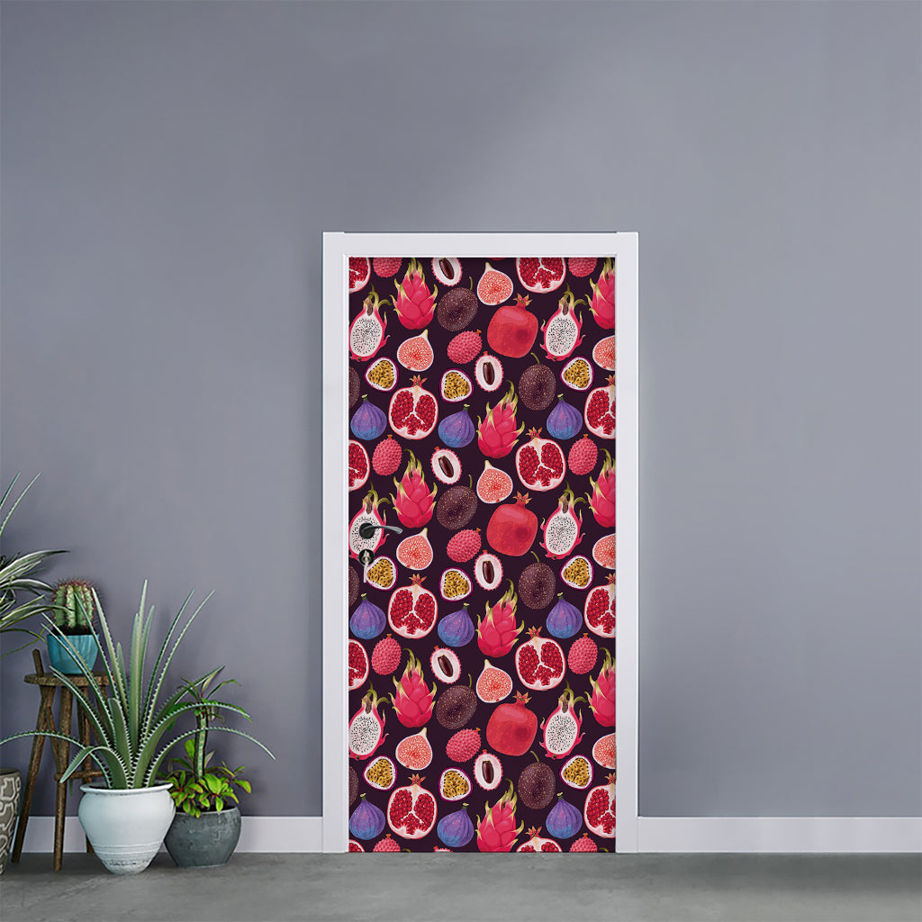 Tropical Summer Fruits Pattern Print Door Sticker