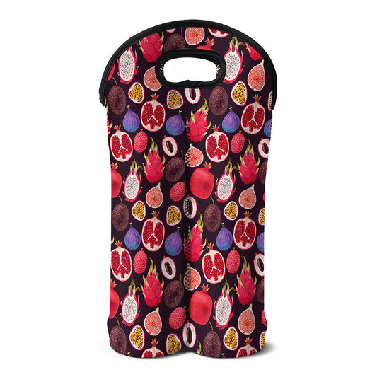Tropical Summer Fruits Pattern Print Double Neoprene Wine Tote
