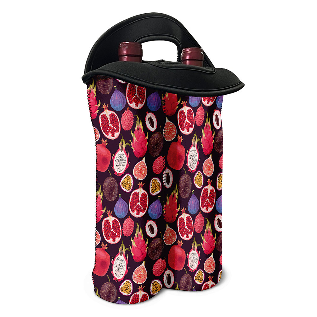 Tropical Summer Fruits Pattern Print Double Neoprene Wine Tote