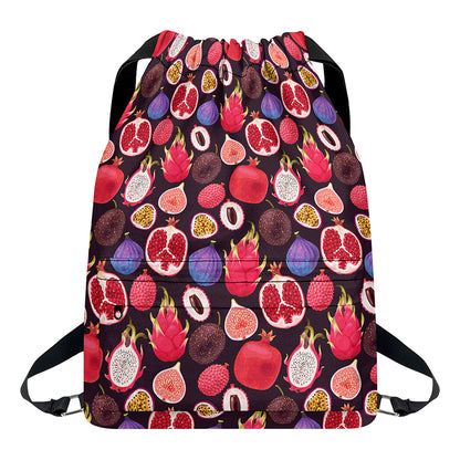 Tropical Summer Fruits Pattern Print Drawstring Backpack