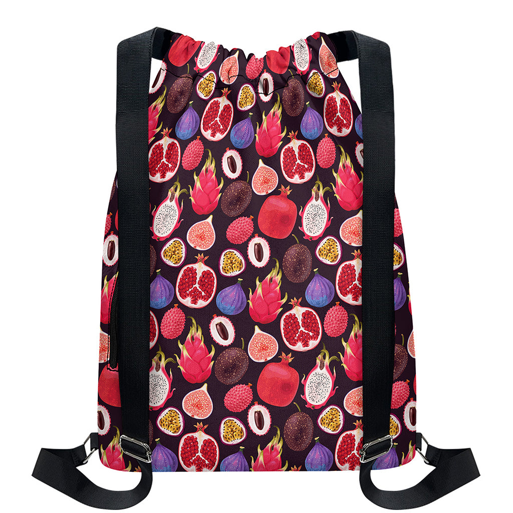 Tropical Summer Fruits Pattern Print Drawstring Backpack