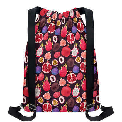 Tropical Summer Fruits Pattern Print Drawstring Backpack