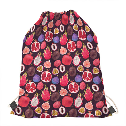 Tropical Summer Fruits Pattern Print Drawstring Bag