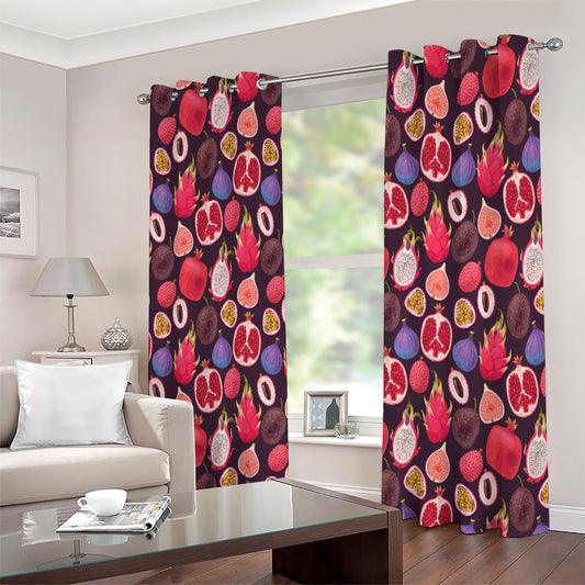 Tropical Summer Fruits Pattern Print Extra Wide Grommet Curtains
