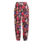 Tropical Summer Fruits Pattern Print Fleece Lined Knit Pants