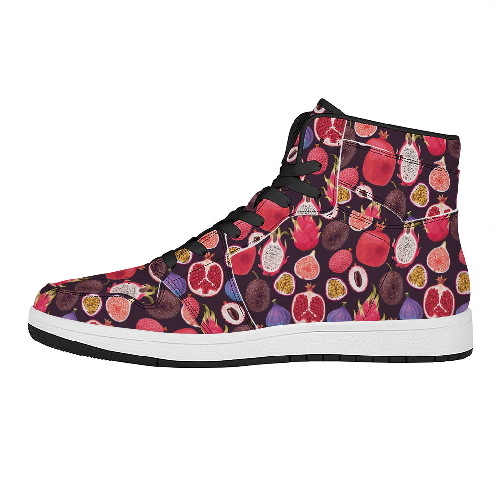 Tropical Summer Fruits Pattern Print High Top Leather Sneakers