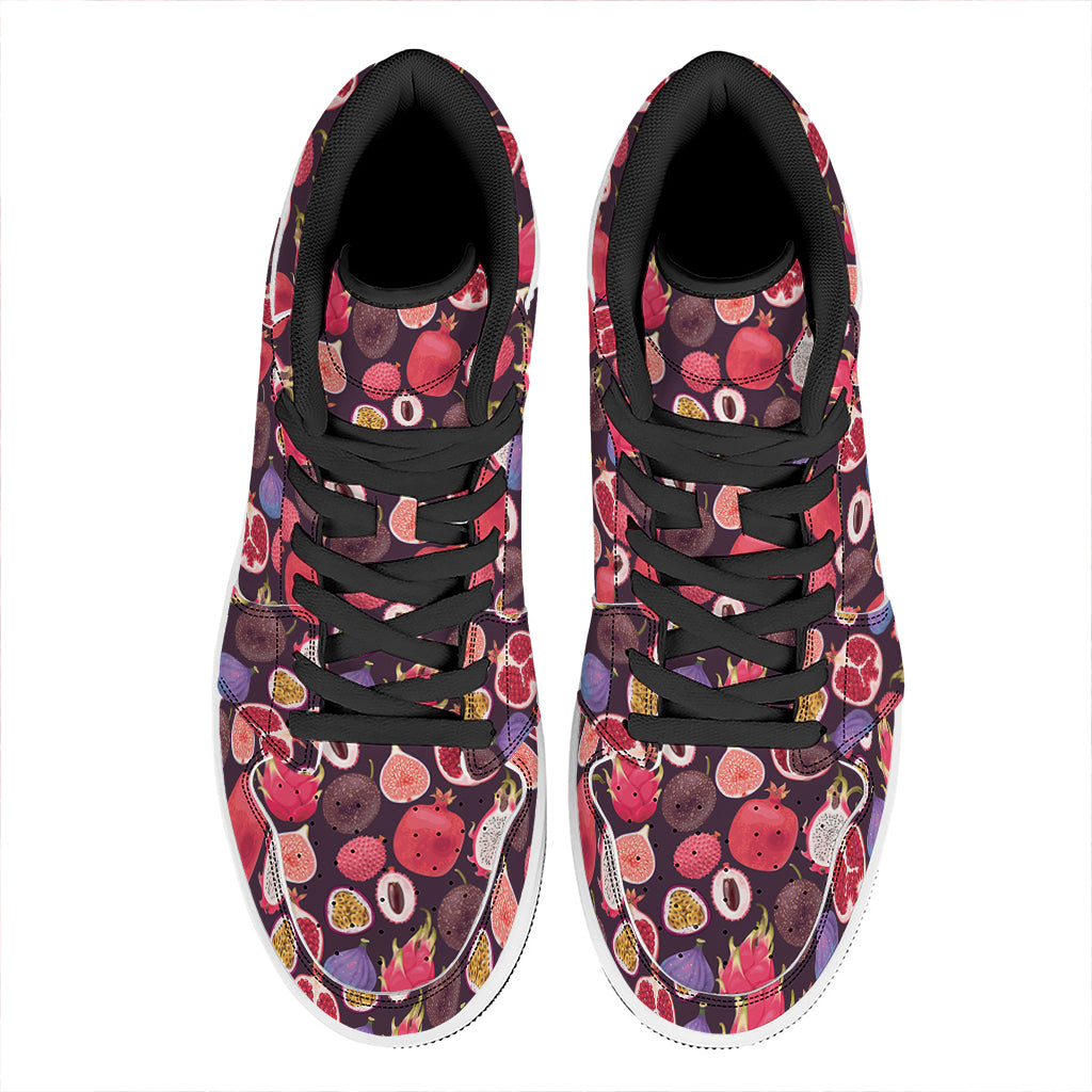 Tropical Summer Fruits Pattern Print High Top Leather Sneakers