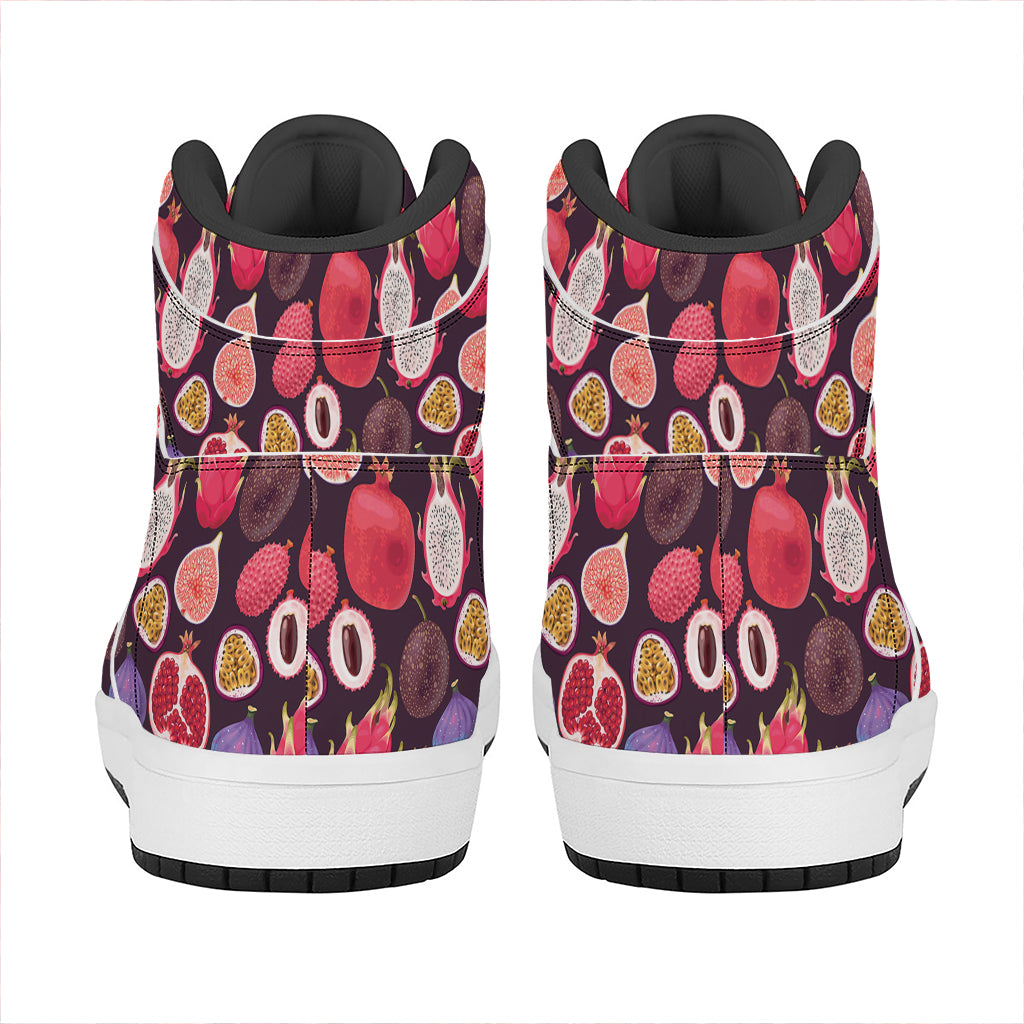 Tropical Summer Fruits Pattern Print High Top Leather Sneakers