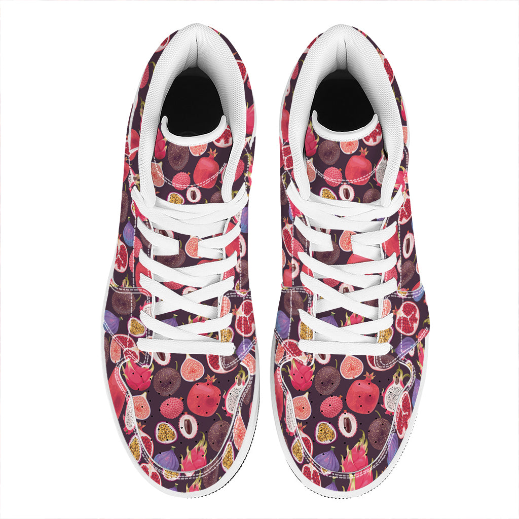 Tropical Summer Fruits Pattern Print High Top Leather Sneakers