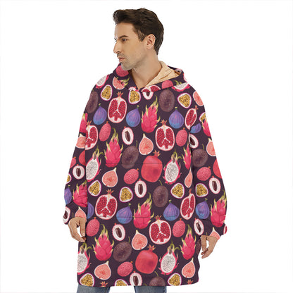 Tropical Summer Fruits Pattern Print Hoodie Blanket