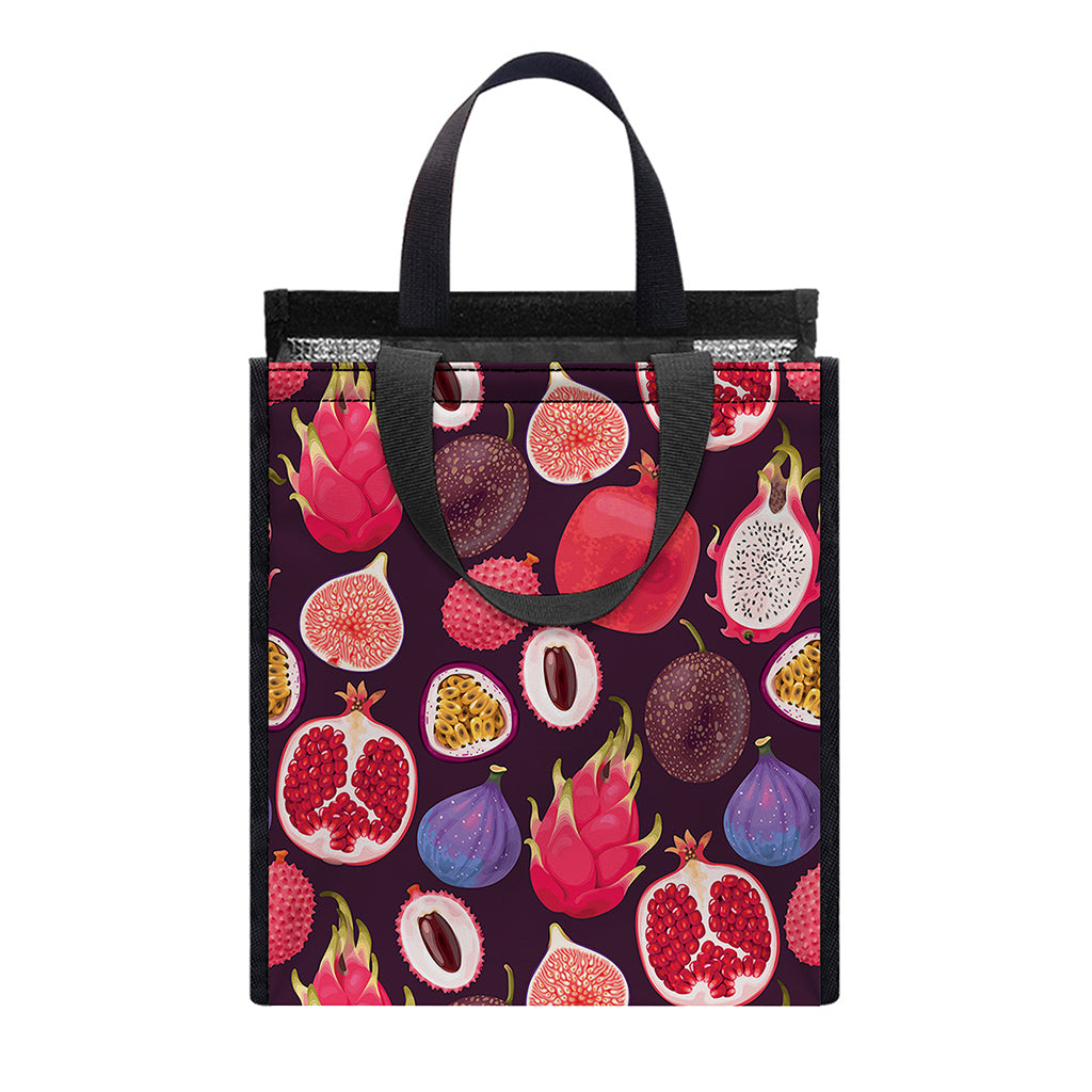 Tropical Summer Fruits Pattern Print Insulated Lunch Tote