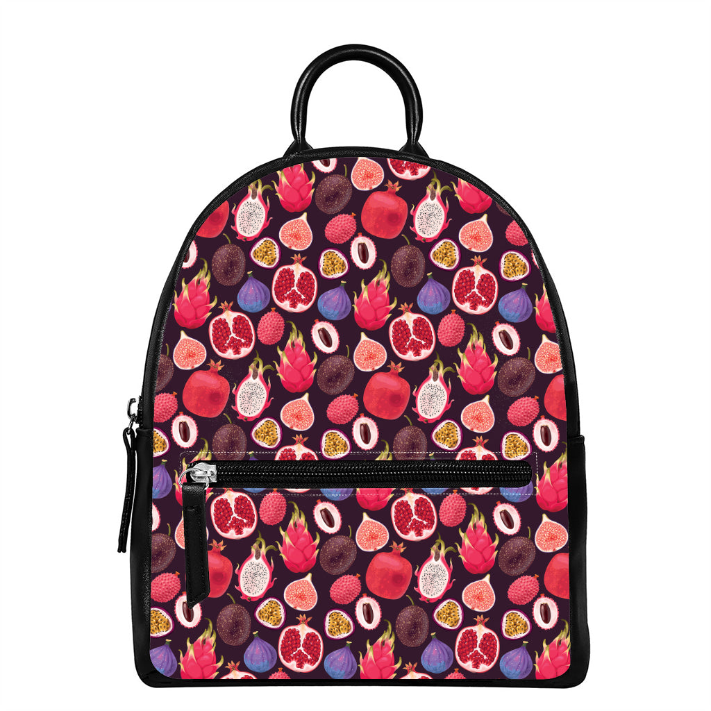 Tropical Summer Fruits Pattern Print Leather Backpack