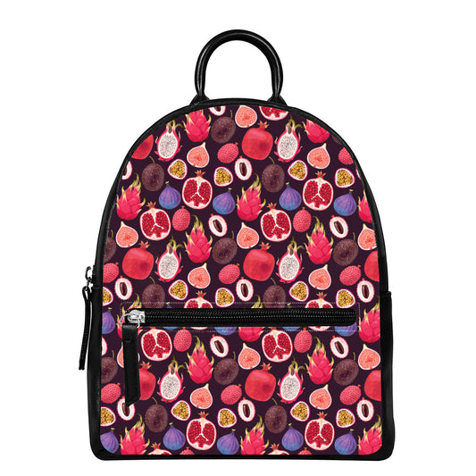 Tropical Summer Fruits Pattern Print Leather Backpack