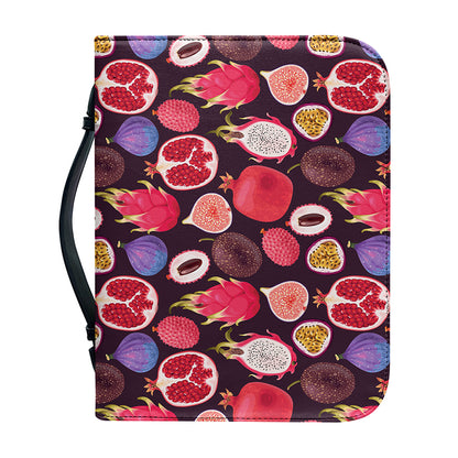 Tropical Summer Fruits Pattern Print Leather Bible Cover