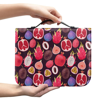 Tropical Summer Fruits Pattern Print Leather Bible Cover