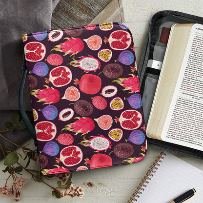 Tropical Summer Fruits Pattern Print Leather Bible Cover