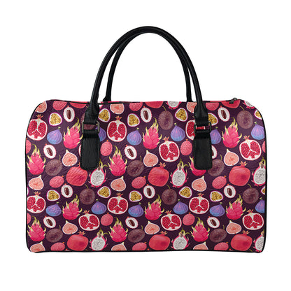 Tropical Summer Fruits Pattern Print Leather Duffle Bag