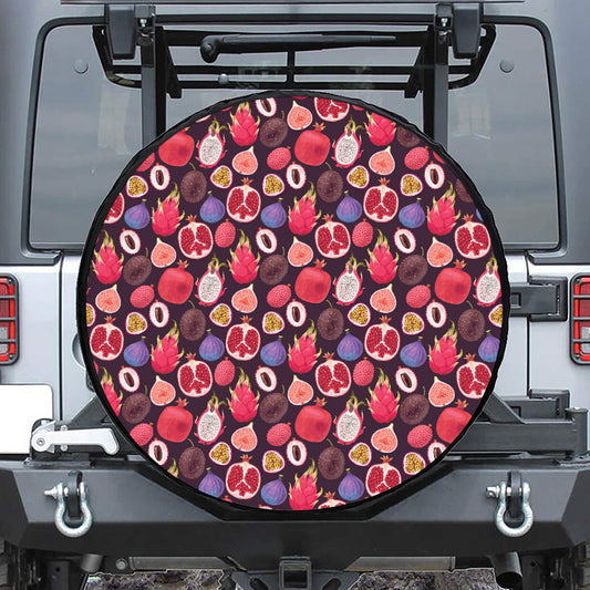Tropical Summer Fruits Pattern Print Leather Spare Tire Cover