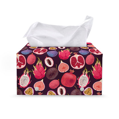 Tropical Summer Fruits Pattern Print Leather Tissue Box Cover