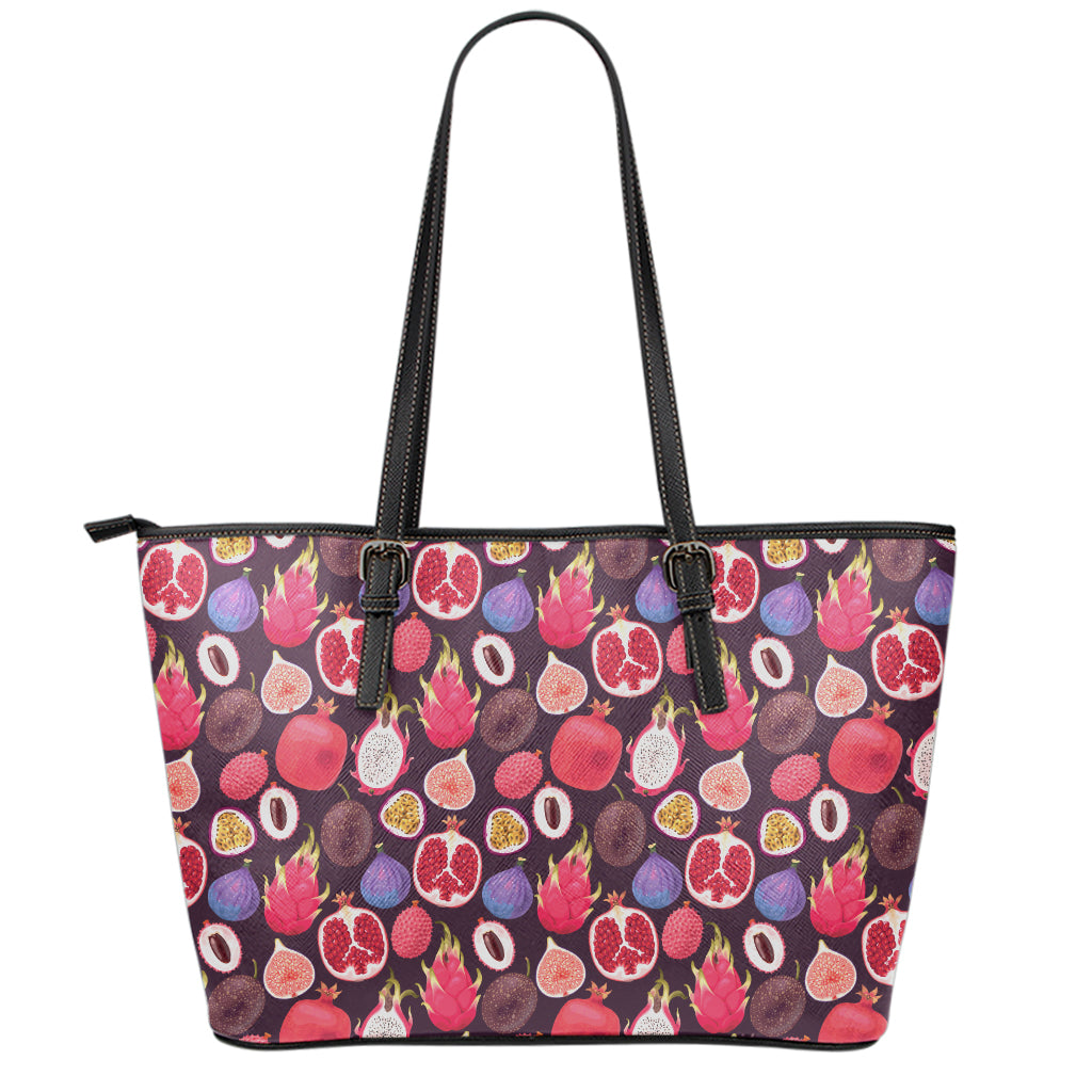 Tropical Summer Fruits Pattern Print Leather Tote Bag