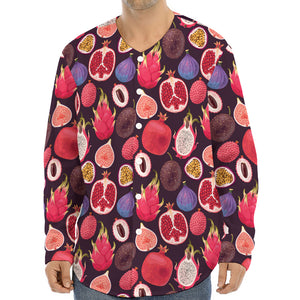 Tropical Summer Fruits Pattern Print Long Sleeve Baseball Jersey