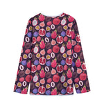 Tropical Summer Fruits Pattern Print Long Sleeve Short Coat