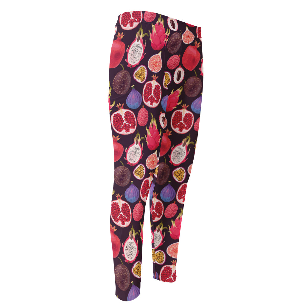 Tropical Summer Fruits Pattern Print Men's Compression Pants