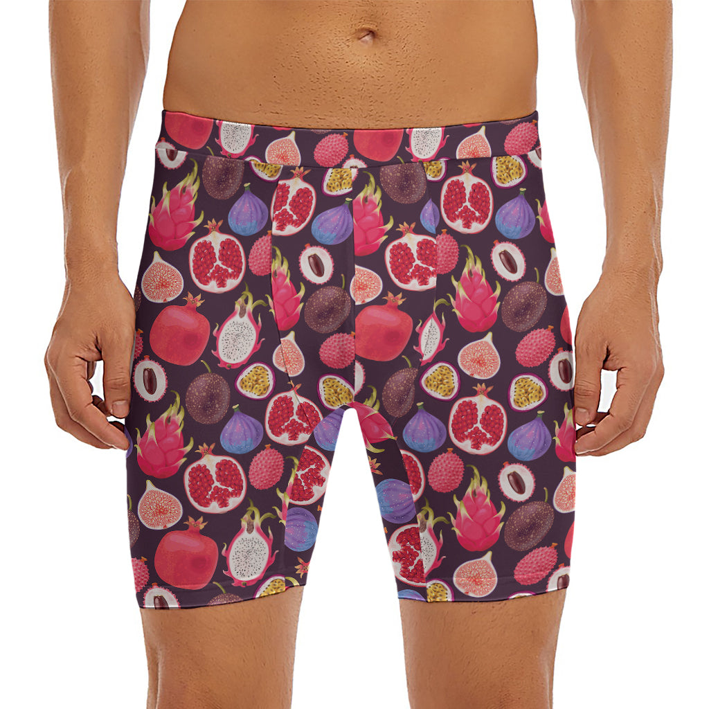 Tropical Summer Fruits Pattern Print Men's Long Boxer Briefs