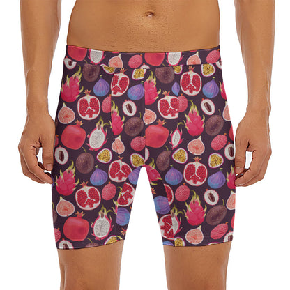Tropical Summer Fruits Pattern Print Men's Long Boxer Briefs