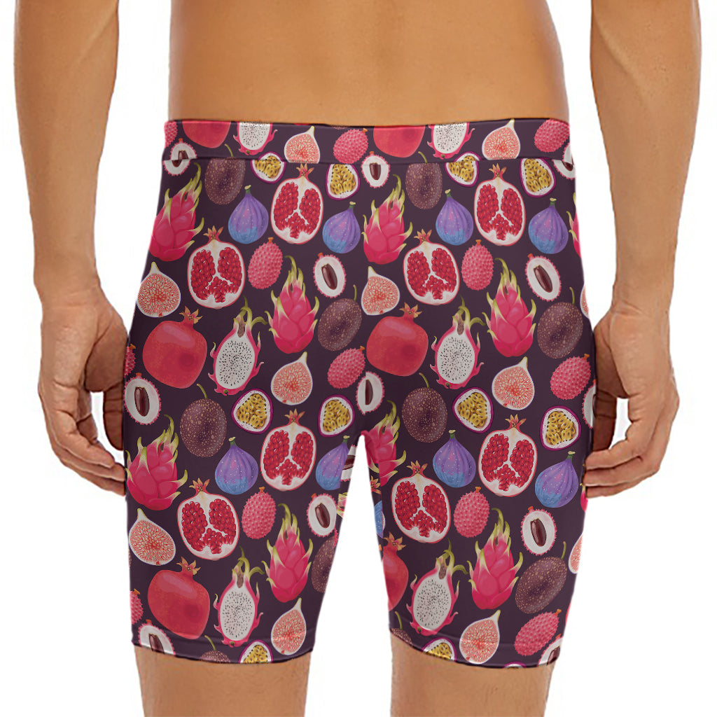 Tropical Summer Fruits Pattern Print Men's Long Boxer Briefs