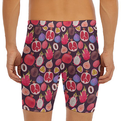 Tropical Summer Fruits Pattern Print Men's Long Boxer Briefs