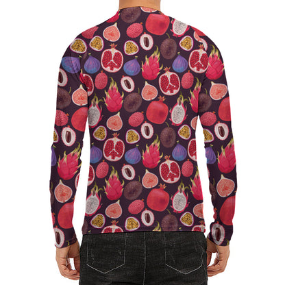 Tropical Summer Fruits Pattern Print Men's Long Sleeve Rash Guard